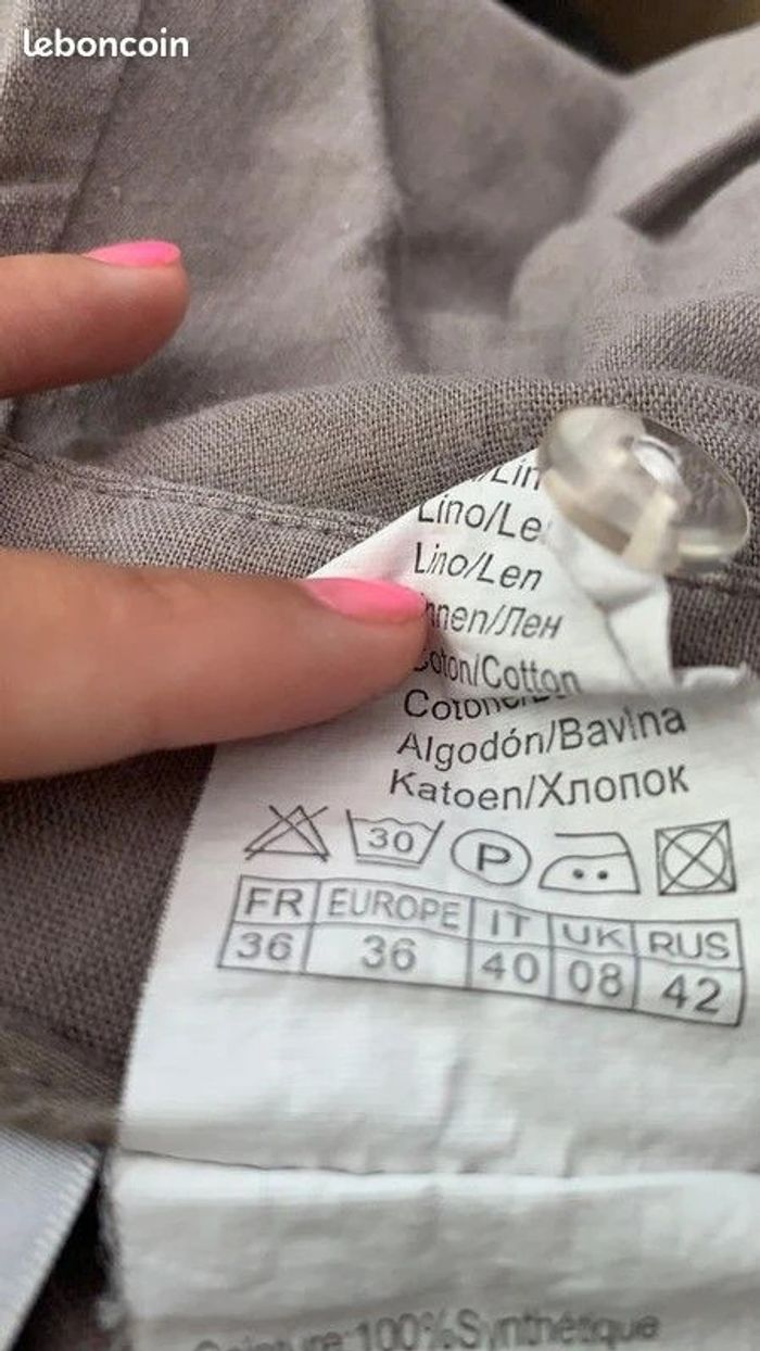 Pantacourt Camaieu en lin et coton T36 - photo numéro 7