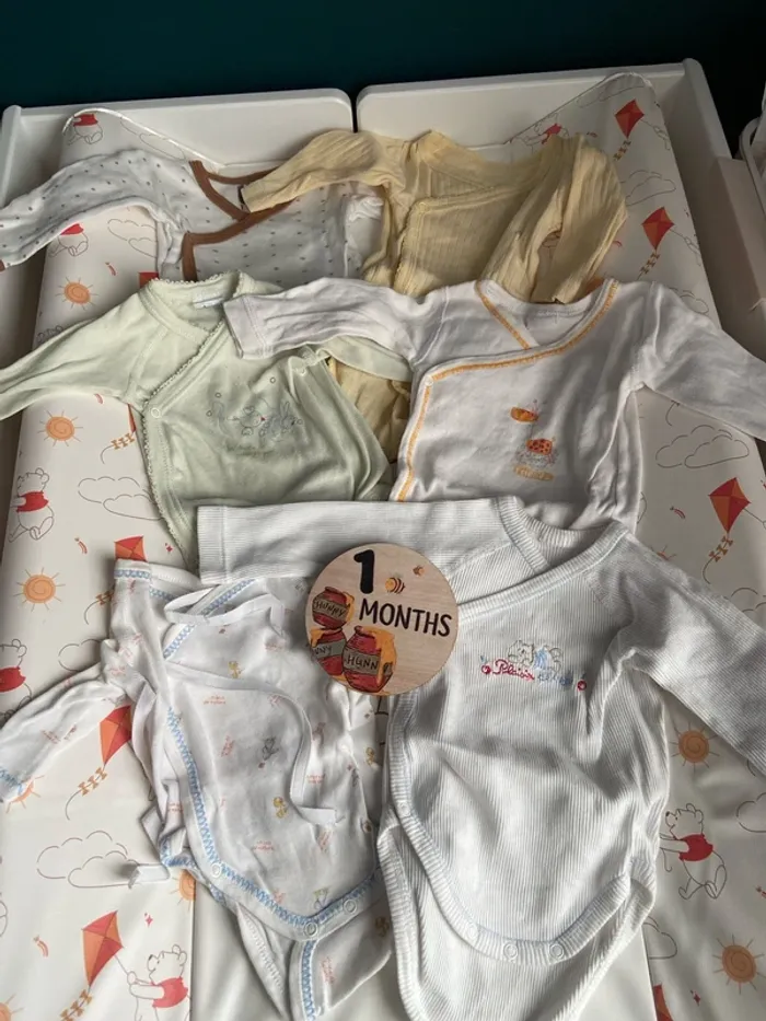 Lot de 6 bodies taille 1 mois mixte