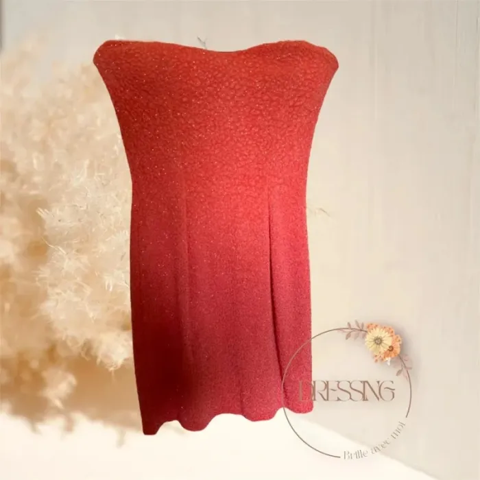 Femme M - robe soirée cocktail corail paillette