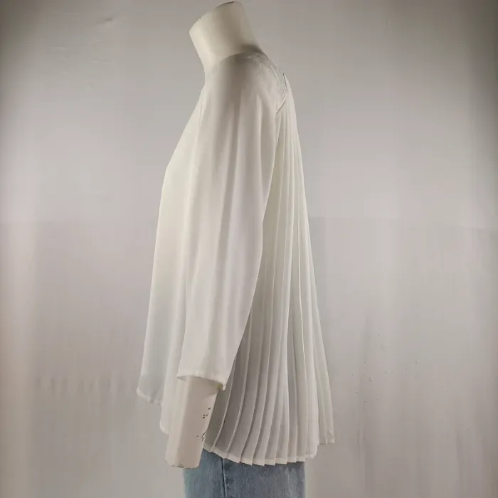Blouse blanche plissée Vero Moda épaules brodées manches longues fluide taille S A1328 - photo numéro 2