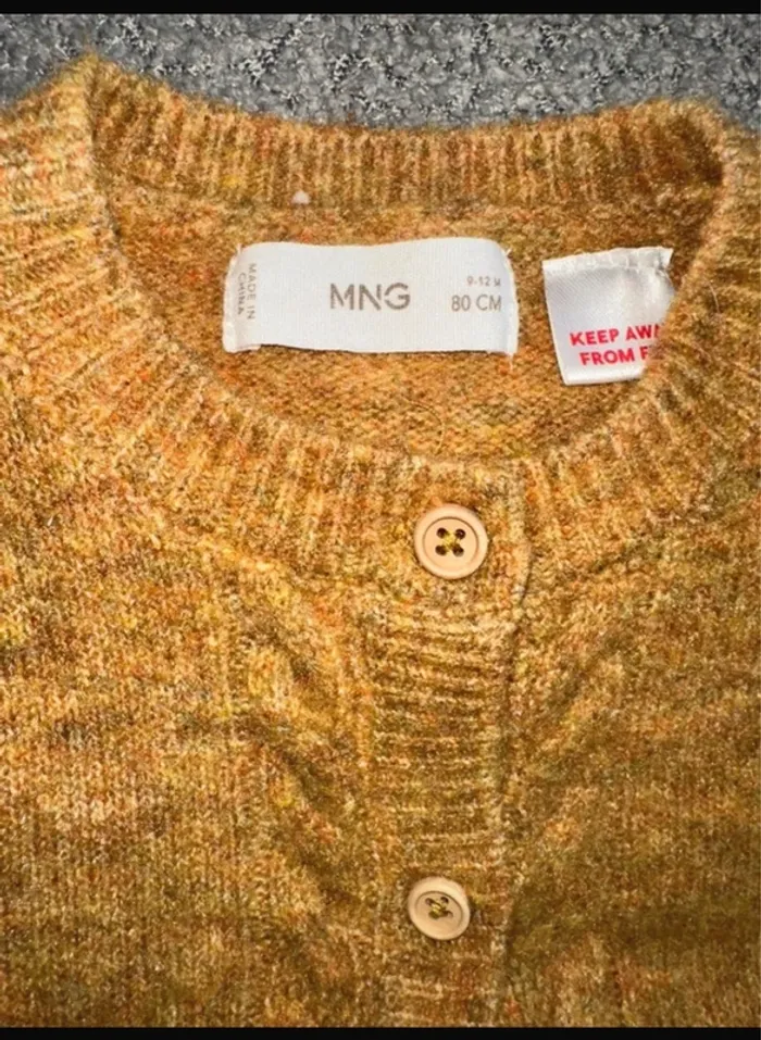 Gilet / Cardigan très chaud laine mélangée moutarde Mango - photo numéro 3