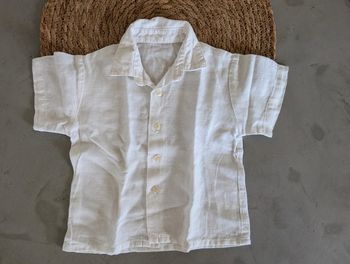 Chemise blanche légère manches courtes garçon 2 ans