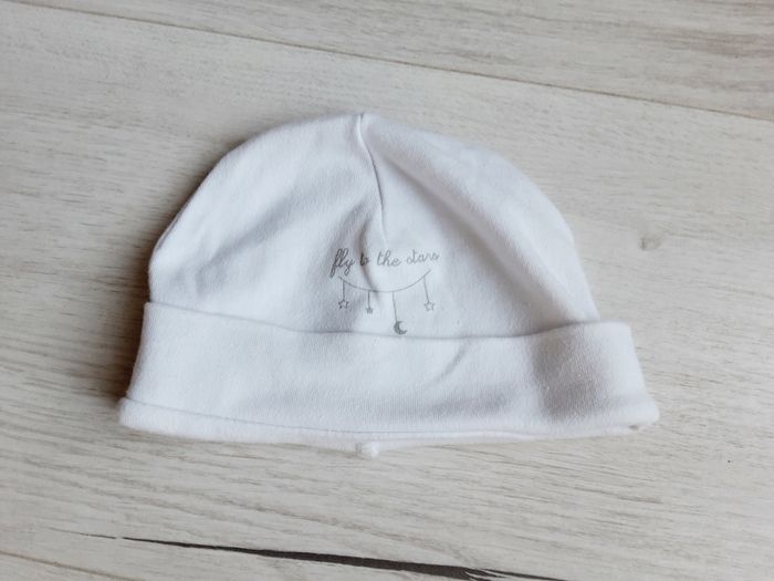 Vêtement bébé mixte garçon fille bonnet blanc étoiles 1 mois