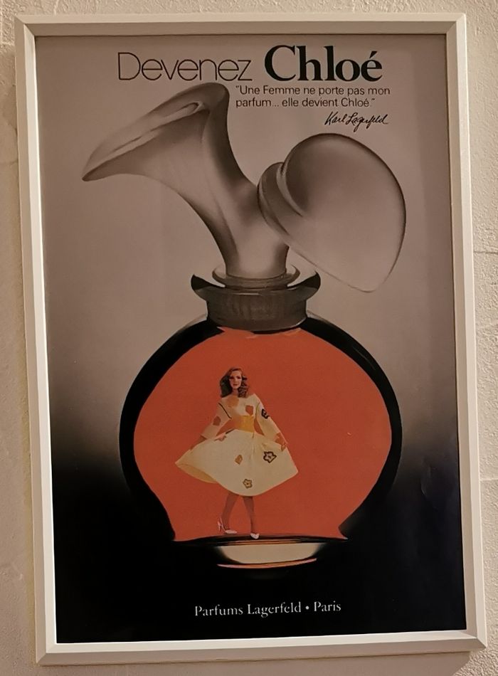 Cadre ancienne publicité Chloé Karl lagerfeld début années 80 vintage