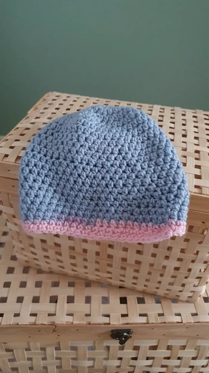 Bonnet laine tricoté main