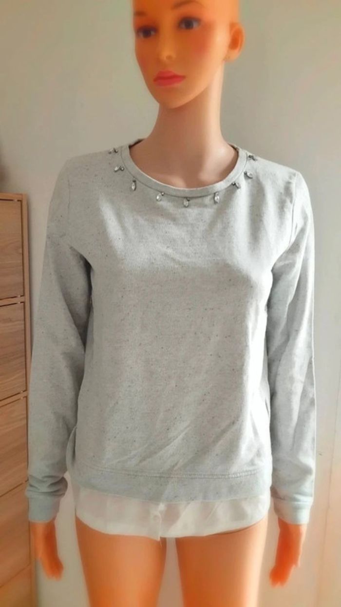 Pull gris taille s Pimkie effet chemise - photo numéro 2