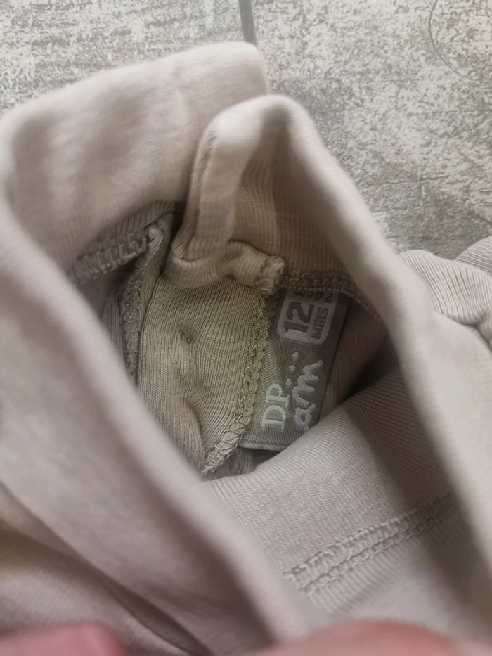 🌸DPAM sous pull beige col crème 12mois - photo numéro 2