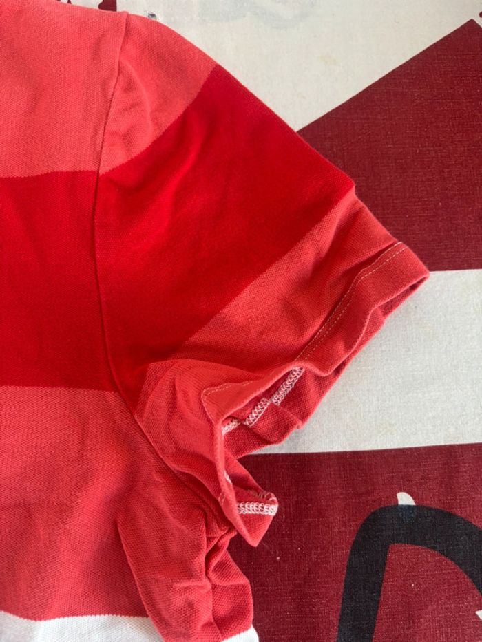 Polo Tommy Hilfiger taille L/XL blanc liserés rouge col V ouvert - photo numéro 5