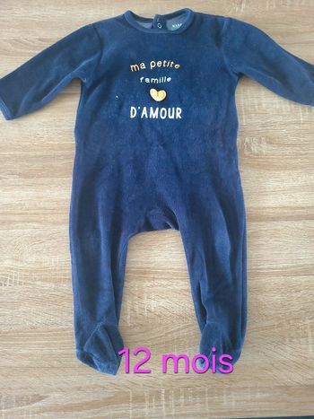 Pyjama velour famille 💛 12 mois