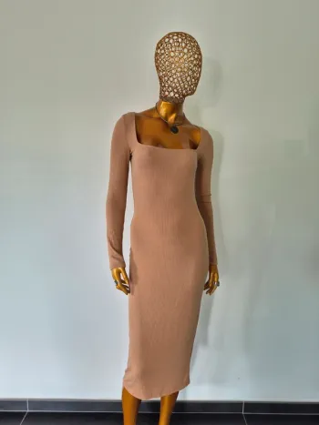 Robe Longue Taupe Manches Longues Taille L/40