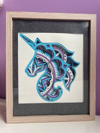 Cadre 3D décoratif  Licorne mandala enfant 