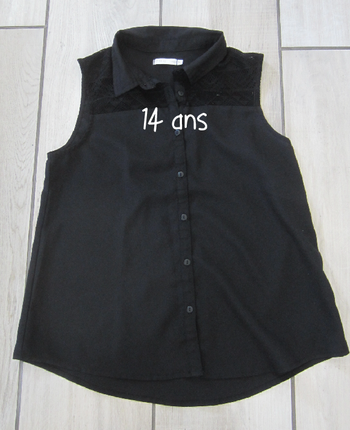 Chemisier noir sans manche 14 ans