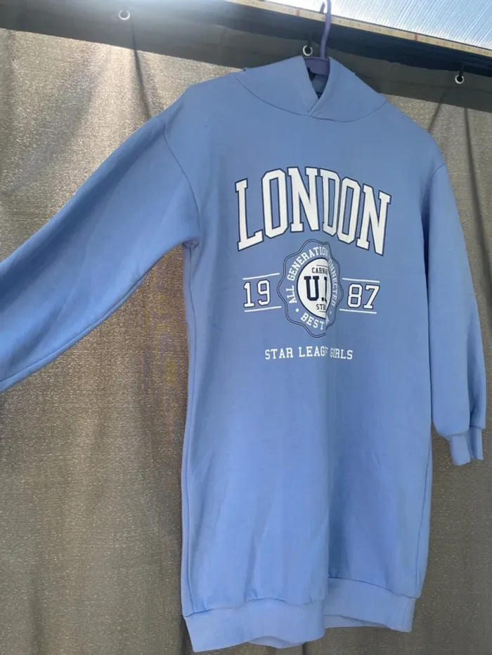 Robe pull à capuche bleue - photo numéro 2