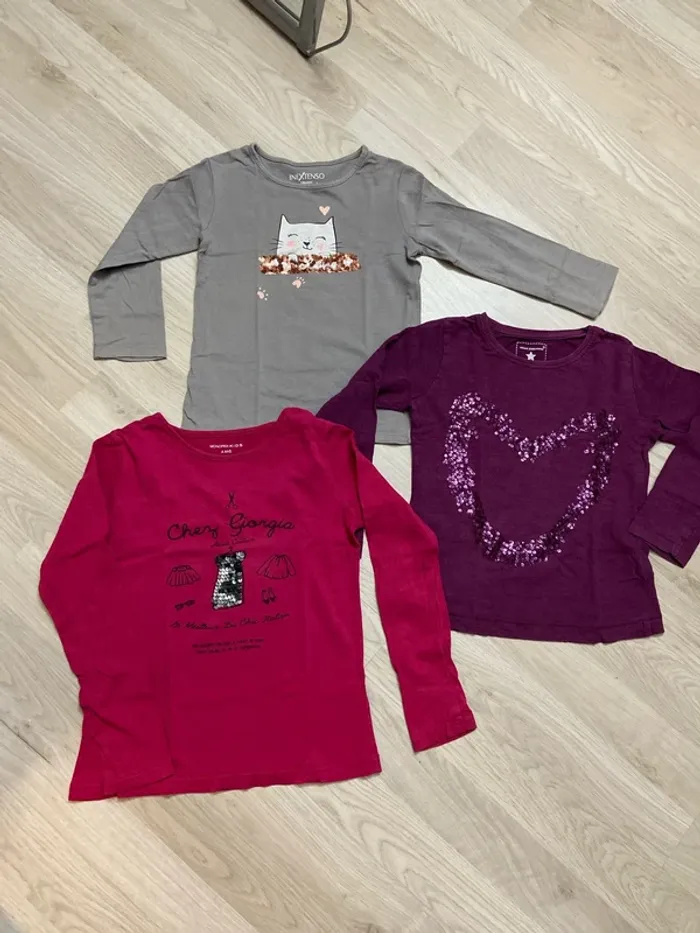 Lot de 3 t-shirts à sequins à manches longues taille 4 ans