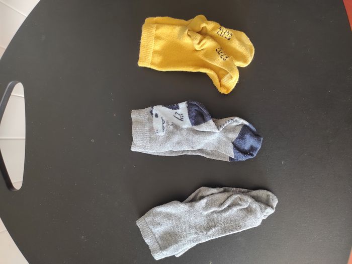 🧦 Lot de chaussettes garçon – pointure 21-23, moutarde / gris / bleu