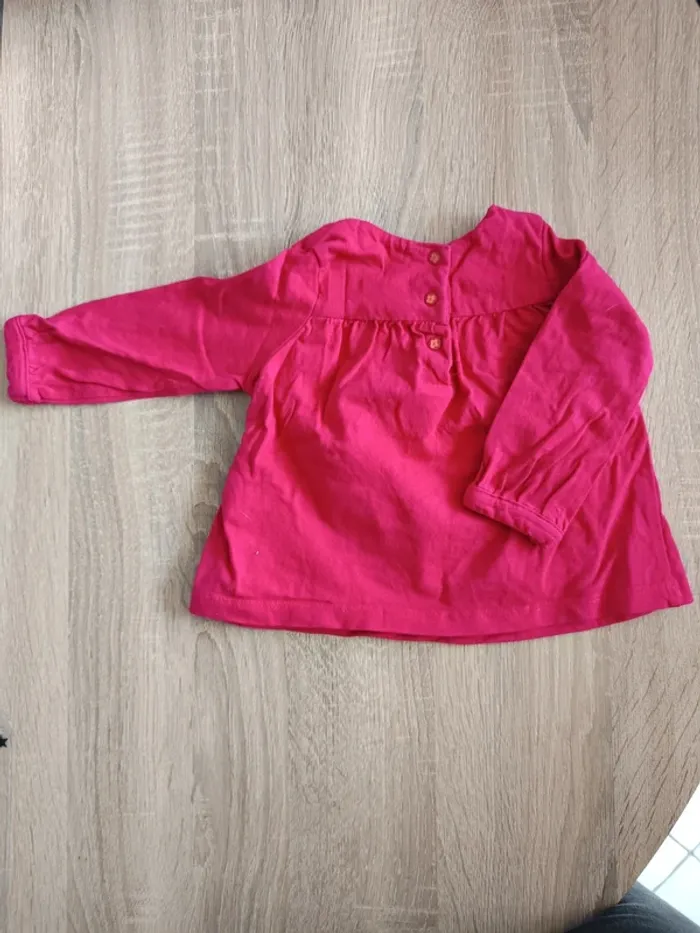 Ensemble haut rose DPAM et pantalon bleu Obaibi bébé fille 6 mois - photo numéro 3