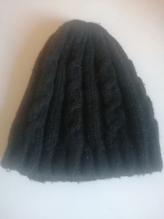 🌸Bonnet mixte chaud noir torsadé fait main 🌸 - photo numéro 4