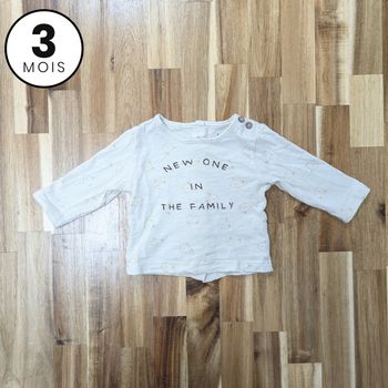 T-shirt manches longues beige - 3 mois