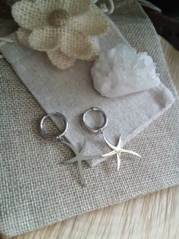 Petites créoles étoiles de mer argentées