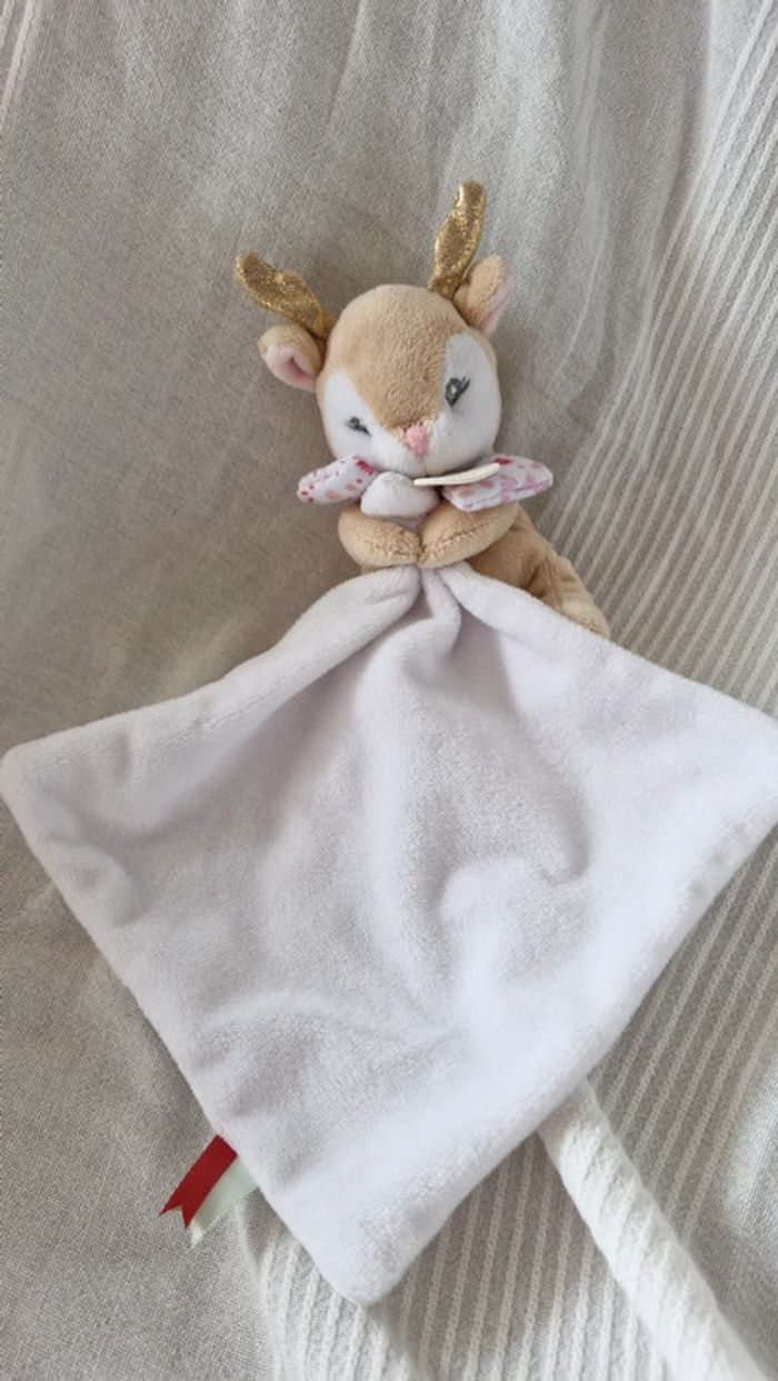 Doudou plat mouchoir Élan rose Doudou et cie