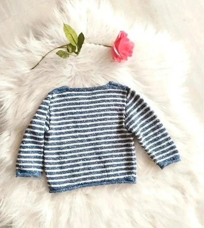 Pull bébé fille tricoté main à rayures 24 mois - photo numéro 3
