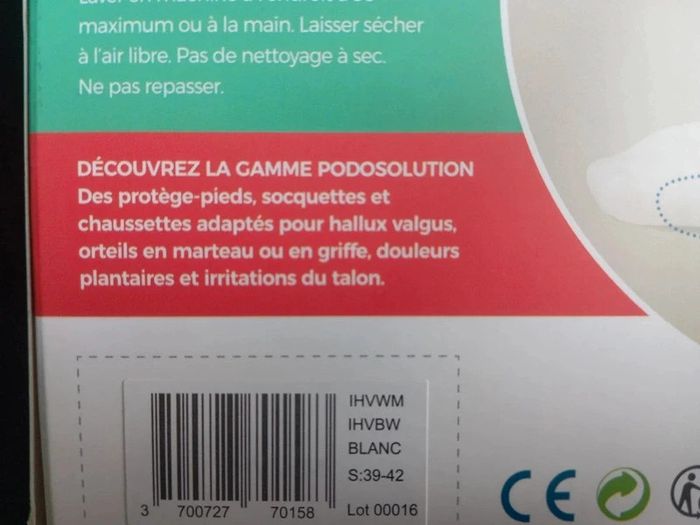 Paire de Socquettes 3en1 Neuve pour Hallux Valgus avec Gel intégré pour du confort blanches 39/42 - photo numéro 7