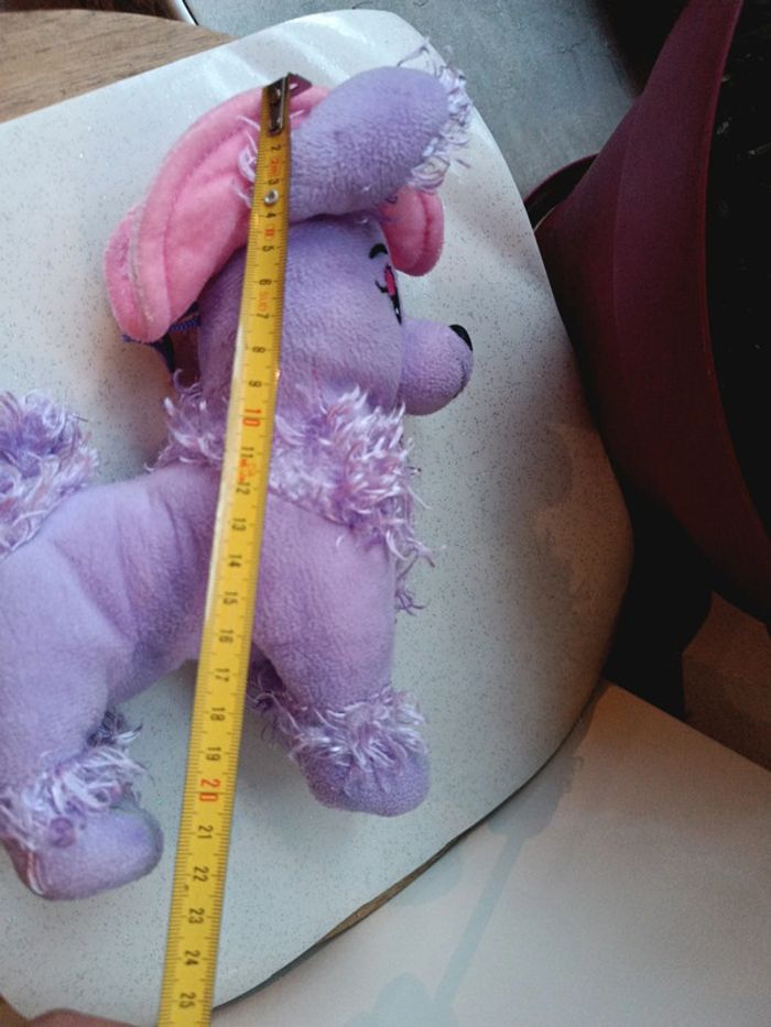 Peluche plush caniche violet purple chien dog chapeau rose pink cap cowboy western forest - photo numéro 13