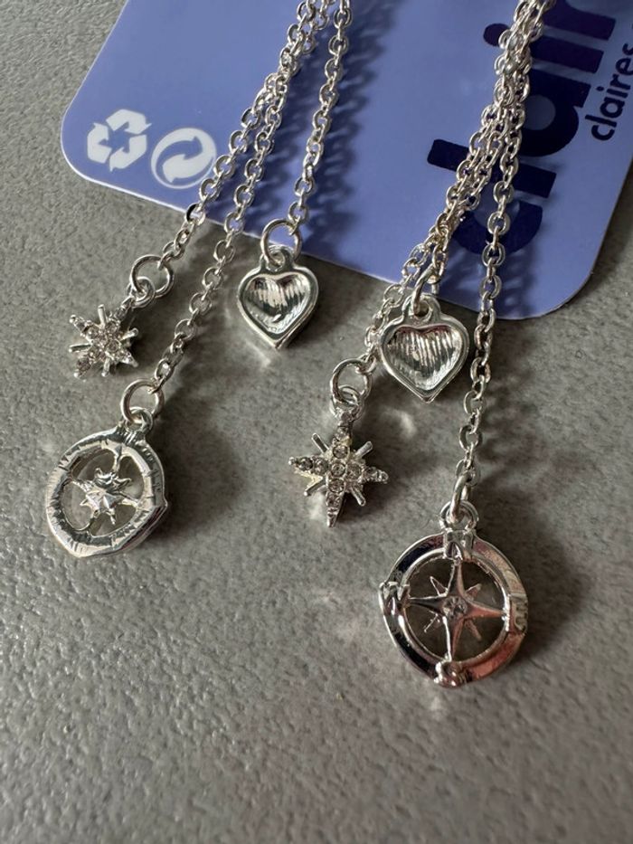 Boucles d’oreilles claire’s pendants boussole étoile cœur - photo numéro 2