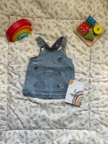 robe salopette en jean bleu effet usé 6 mois tape à l'oeil