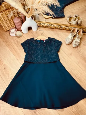 Taille 6 ans robe fille Orchestra bleue marine et doré * broderie * 🌹