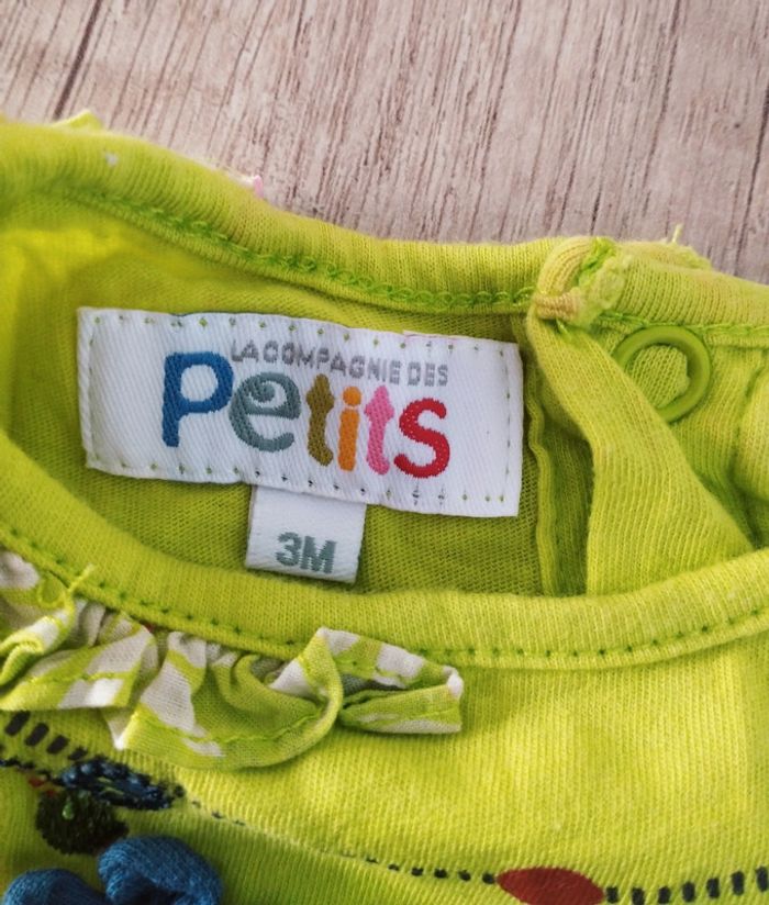 T-shirt manches courtes fille vert anis taille 3 mois La compagnie des petits - photo numéro 2