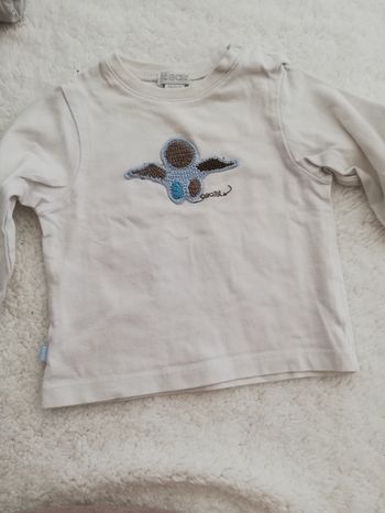 T-shirt manche longue blanc garçon obaibi 3 mois