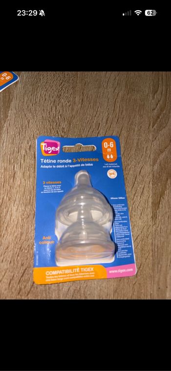 Lot de 2 tétines tigex 0-6M – Rondes à 3 vitesses 🍼