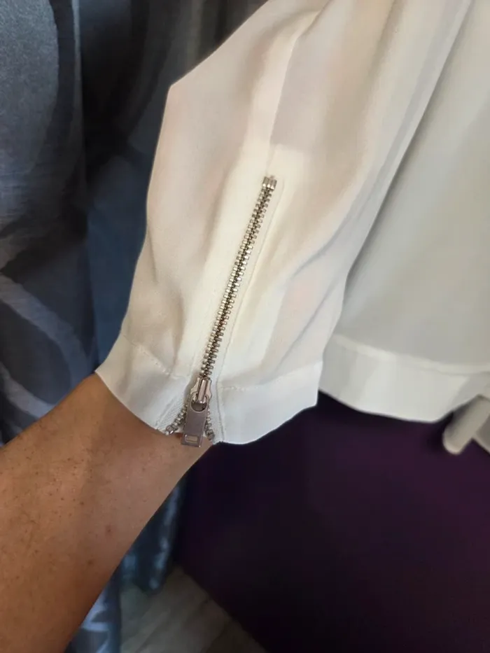 Veste légère fluide blanche zippée – taille 48 - photo numéro 4