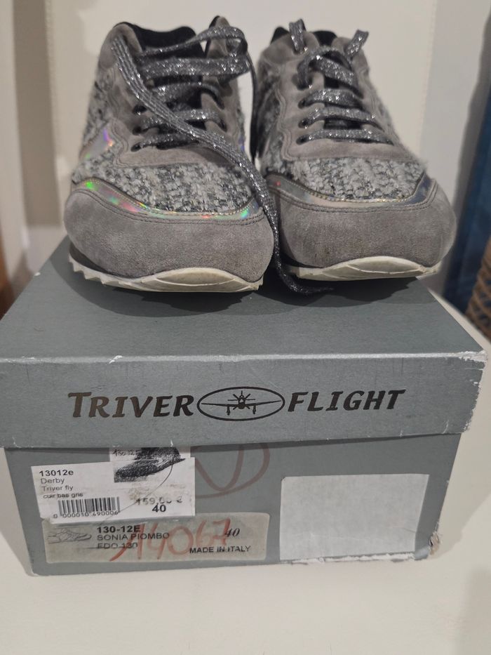 Baskets grises cuir et tissu Triver Flight P 40 - photo numéro 4