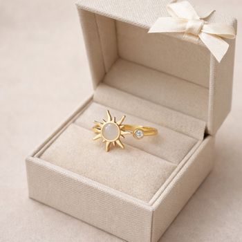 Bague dorée réglable Soleil tournant anti stress en acier satiné