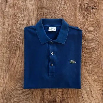 Polo/chemise/t.shirt bleu foncé Lacoste authentique (logo brodé) pour homme, taille 3 (S)