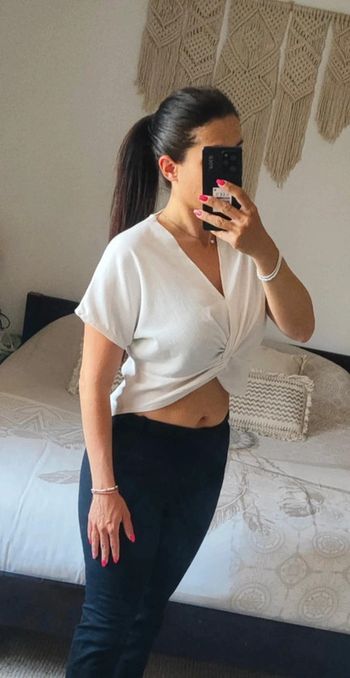 T-shirt croc top blanc Zara collection woman basic S