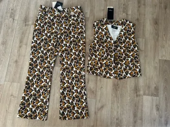 Week-end Maxmara ensemble tailleur pantalon +gilet barman imprimé femme, taille 38/40