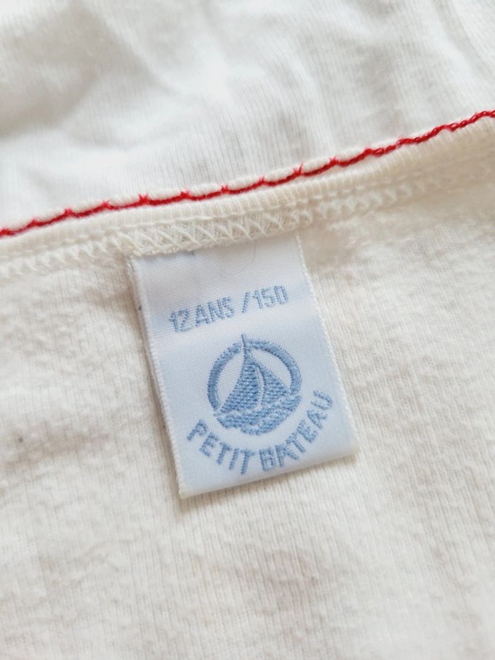 Tee shirt petit bateau blanc crème vintage taille 12 ans coquette nuit étoilée 100% coton - photo numéro 6