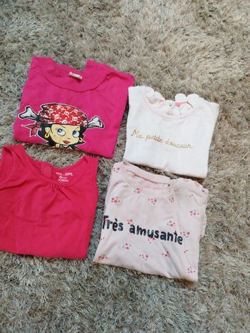 Lot t-shirt fille taille 2 ans plusieurs couleurs