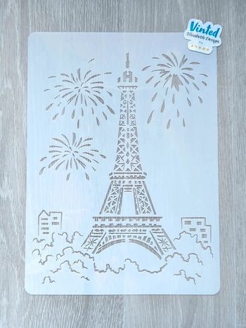 Grand Pochoir A4 de la tour Eiffel à Paris