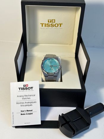 Montre Tissot PRX cadran bleu/turquoise – Comme neuve + boîte + outil maillons offert