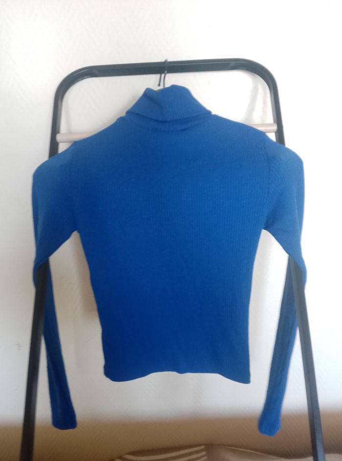 Pull côtelé col bleu électrique xxs - photo numéro 4