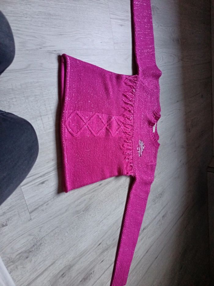 Pull fille 12 ans Lee Cooper rose à paillettes argentée en très bon. - photo numéro 3