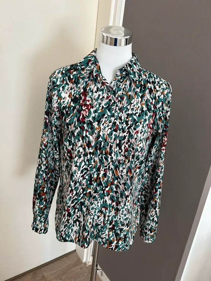 Wantit chemise verte, imprimée femme, taille M