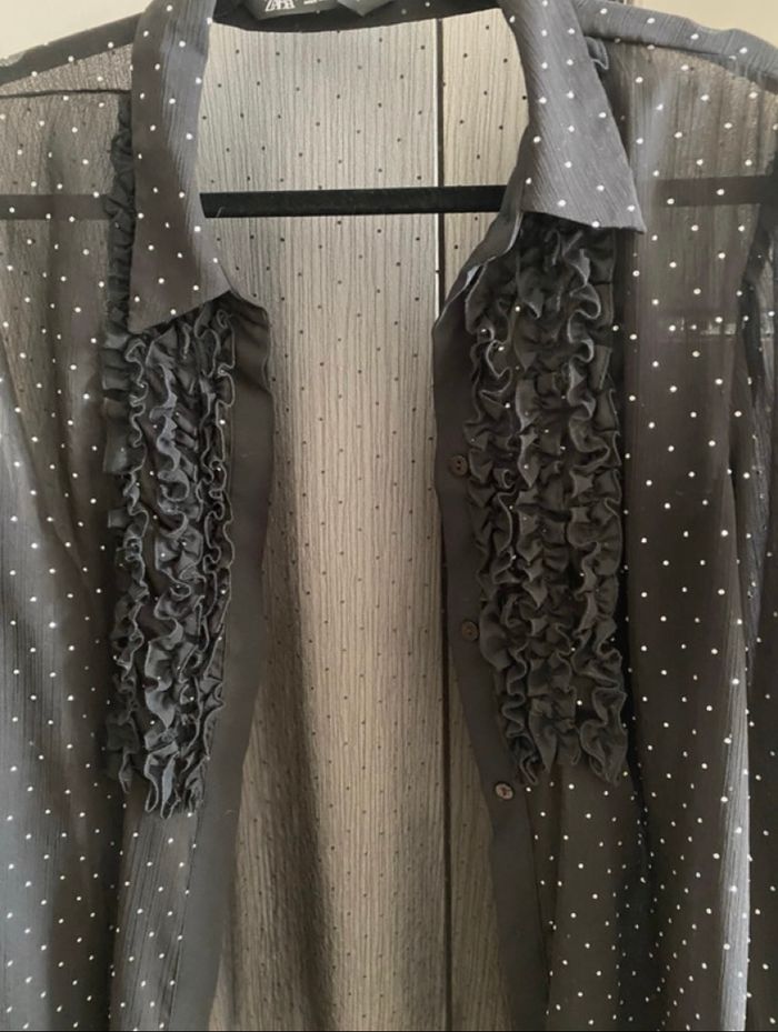 Chemisier noir transparent marqué Zara - photo numéro 4