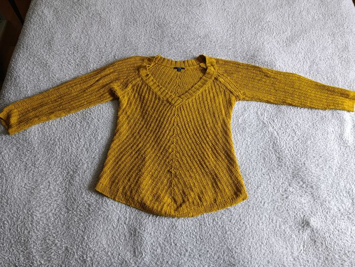 pull moutarde en maille kiabi – taille L - photo numéro 2