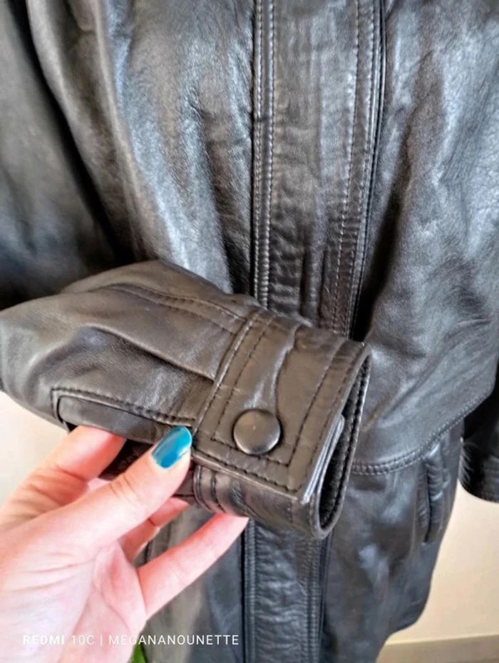 🦋 Joli manteau en cuir avec capuche Taille 40 / L Boutique Parisienne - photo numéro 4