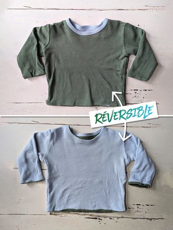 Tee-shirt manches longues réversible Petit Bateau - 6 mois